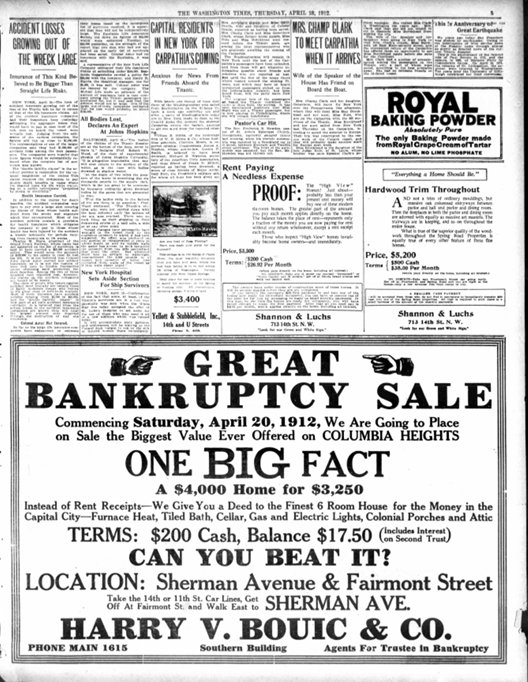 The Washington Times du 18/04/1912